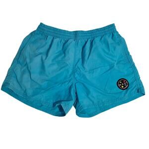 Vintage Maui and Sons Blue Shark Logo Swim Trunks Board Shorts Mens Small